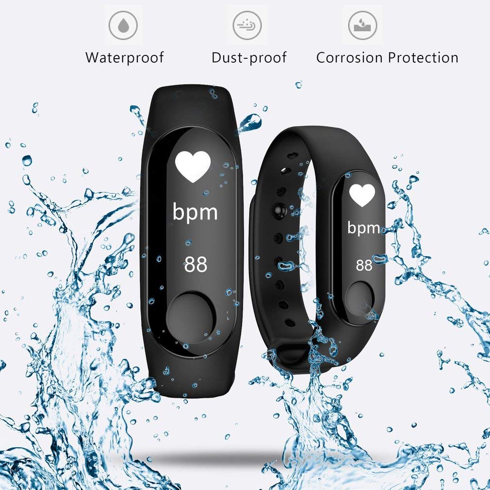 Exxelo M3 Smart Fitness Band with Activity Tracker/Waterproof Body/Calorie Counter/Blood Pressure Meter/Pedometer/Heart Rate Monitor/OLED Display for Android