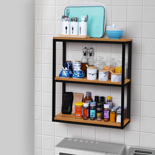 ABOUT SPACE Rack for Storage - 3 Tier Engineered Wood Multi Utility DIY Wall Display Rack Foyer Table for Living Room, Office, Garage (L 2 x B 0.7 x H 2.3 ft) Wood Colour