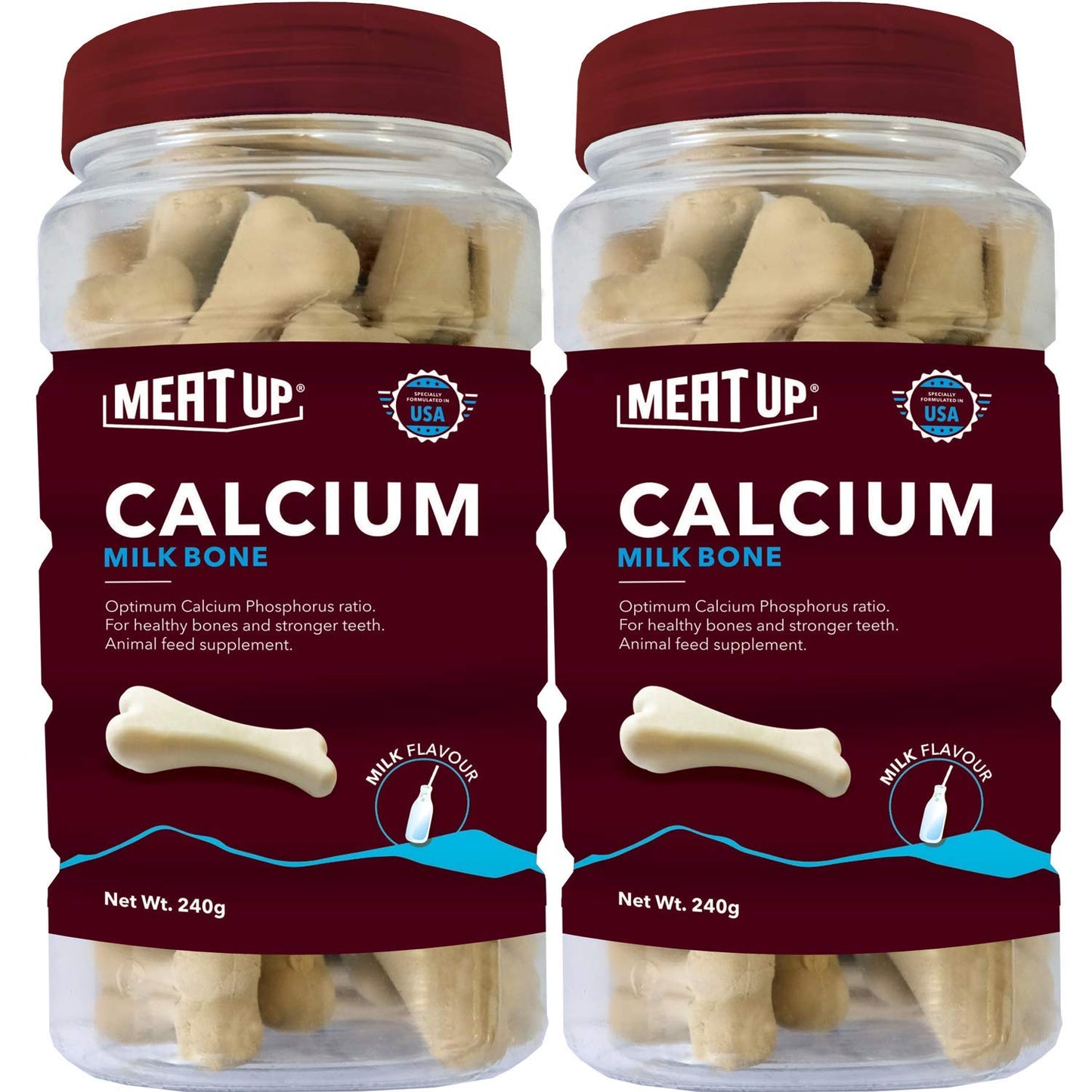 Meat Up Dog Supplement Treats Calcium Bone Jar 240 G Pack , 30 Pieces - All Life Stages, buy 1 get 1 free