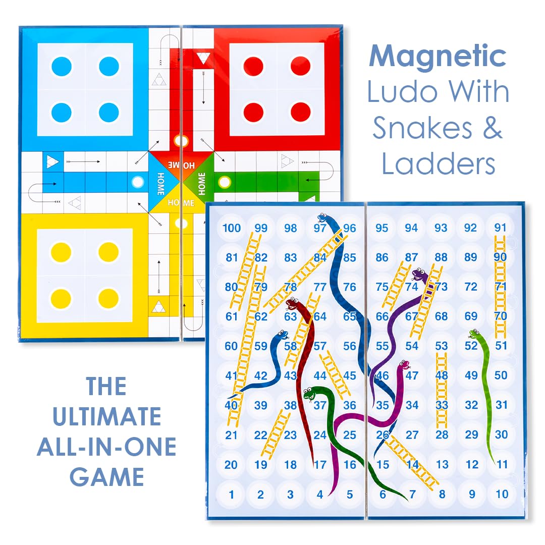 Ratna's Magnetic Snakes and Ladders with Ludo Board Game for Kids and Family Fun