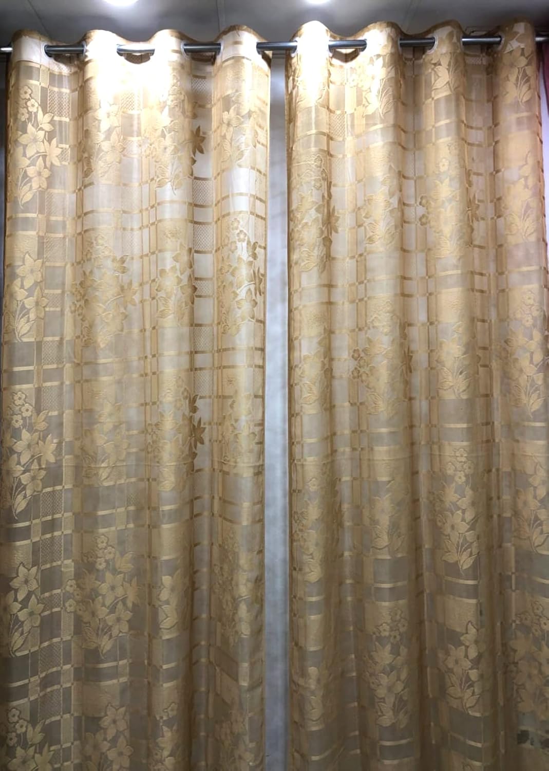 Fabrilia Heavy Polyester Net Semi Transparent Fancy Eyelet Curtain