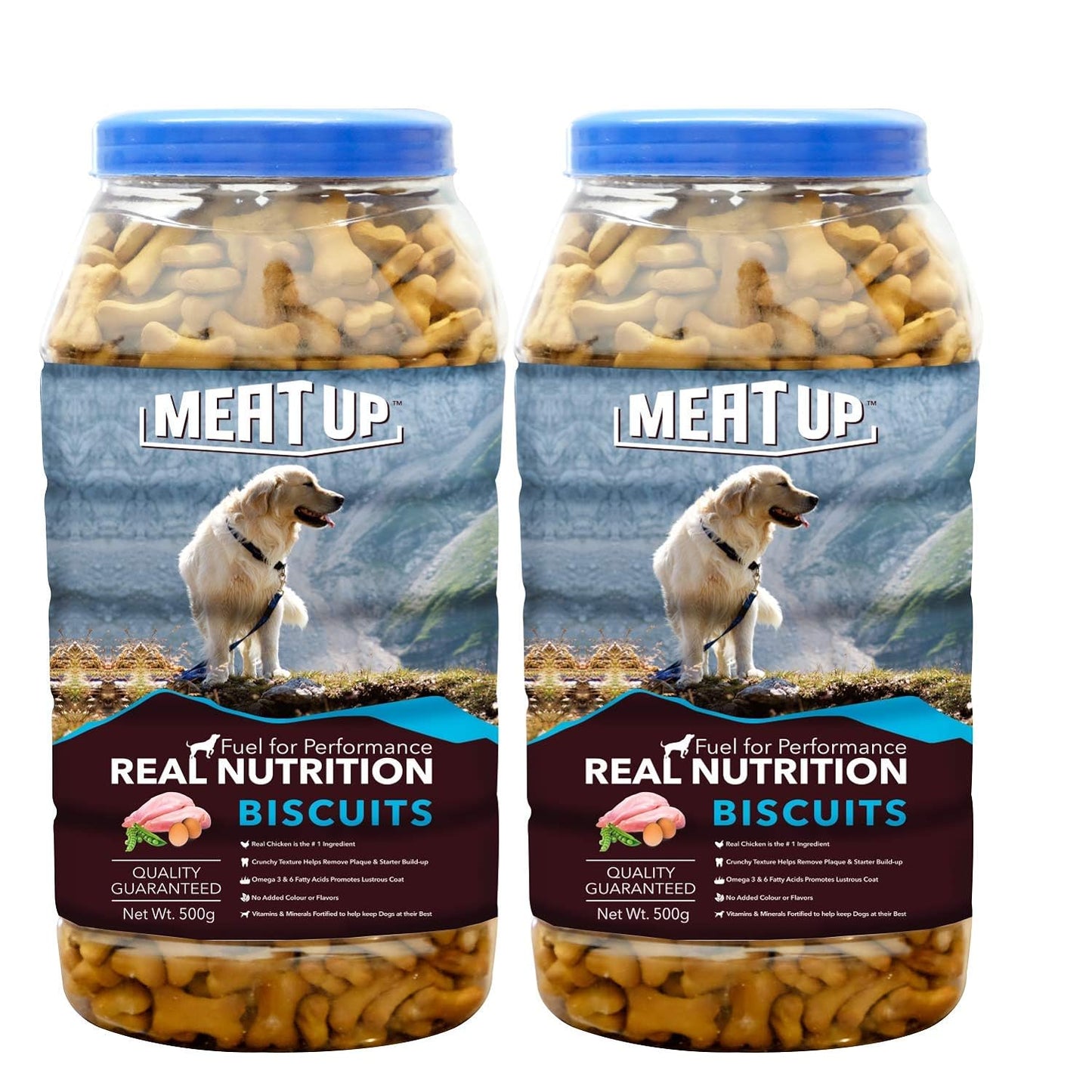 Meat Up Dog Treats Biscuits Real Chicken Flavour, All Life Stages, 500G ,1 Kg Pack