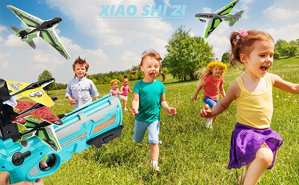 VGRASSP Catapult Toy Airplane, Pistol Shooting Game Toy Gun Air Battle Glider Airplane Launcher Toy for Kids Outdoor Sport Aircraft All Occasions Exciting and Fun Gift for Boys and Girls