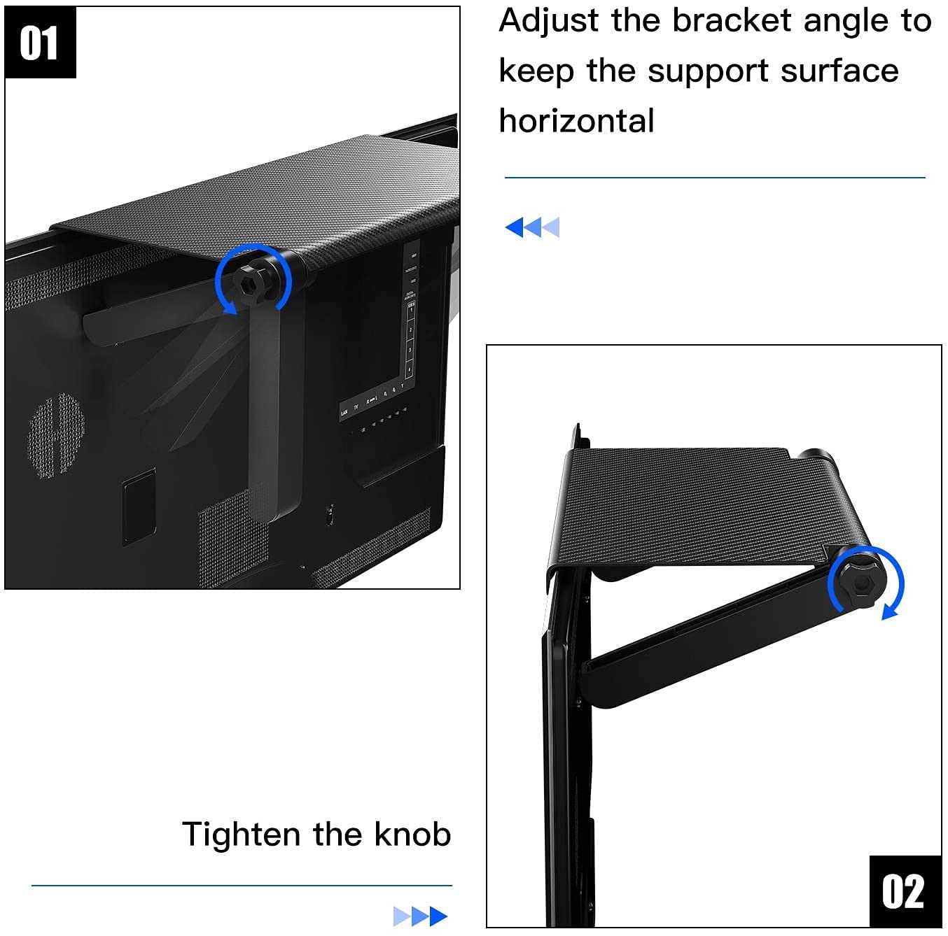 SHEMOK Acrylonitrile Butadiene Styrene Screen Top Shelf for Tv Setup Box Shelf Adjustable Tv Screen Top Storage Shelf (Black)