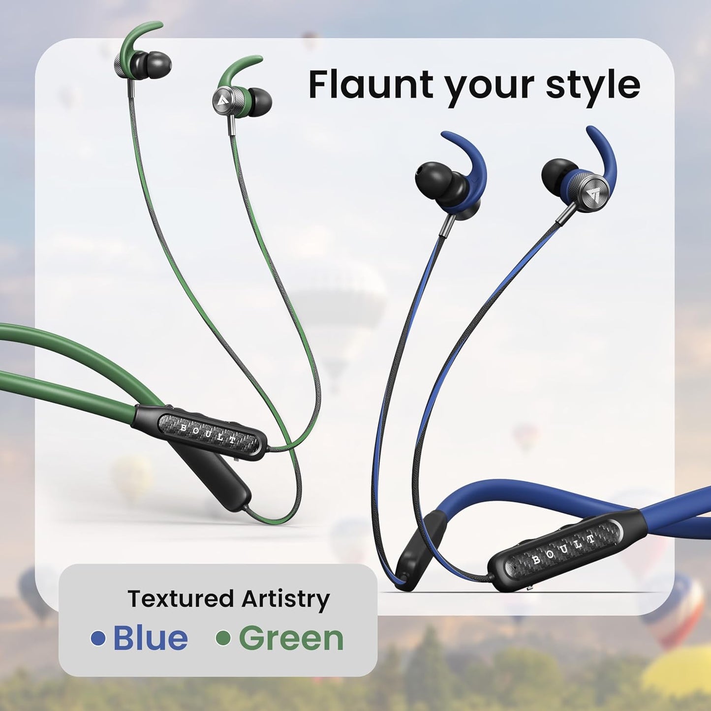 Boult Audio RCharge Wireless in Ear Bluetooth Earphones with ENC Mic, 30H Playtime, 50ms Low Latency Gaming Mode, Dual Pairing, Type-C Fast Charging (10Min=12Hrs), 10mm Bass Drivers Neckband (Green)