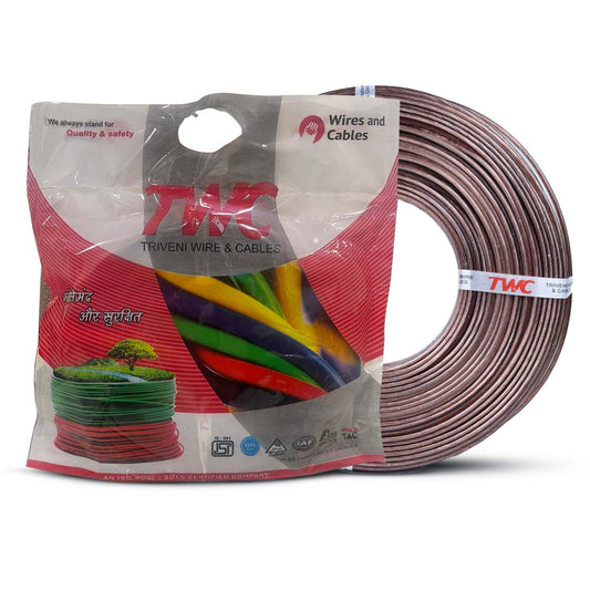 TWC Double Core Speaker Wire | Transparent, 45 Metre, 16 Gauge | Insulated speaker wire