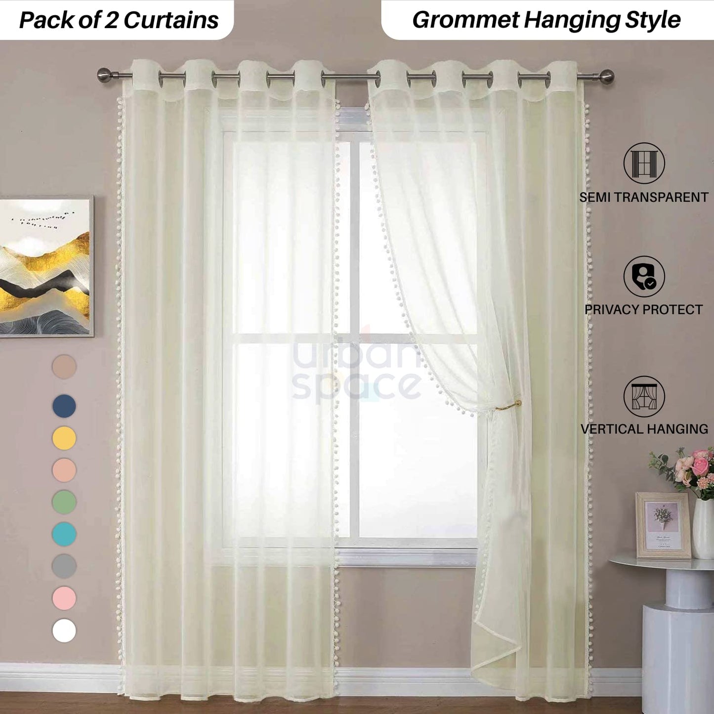 Urban Space Linen Textured Sheer Curtain