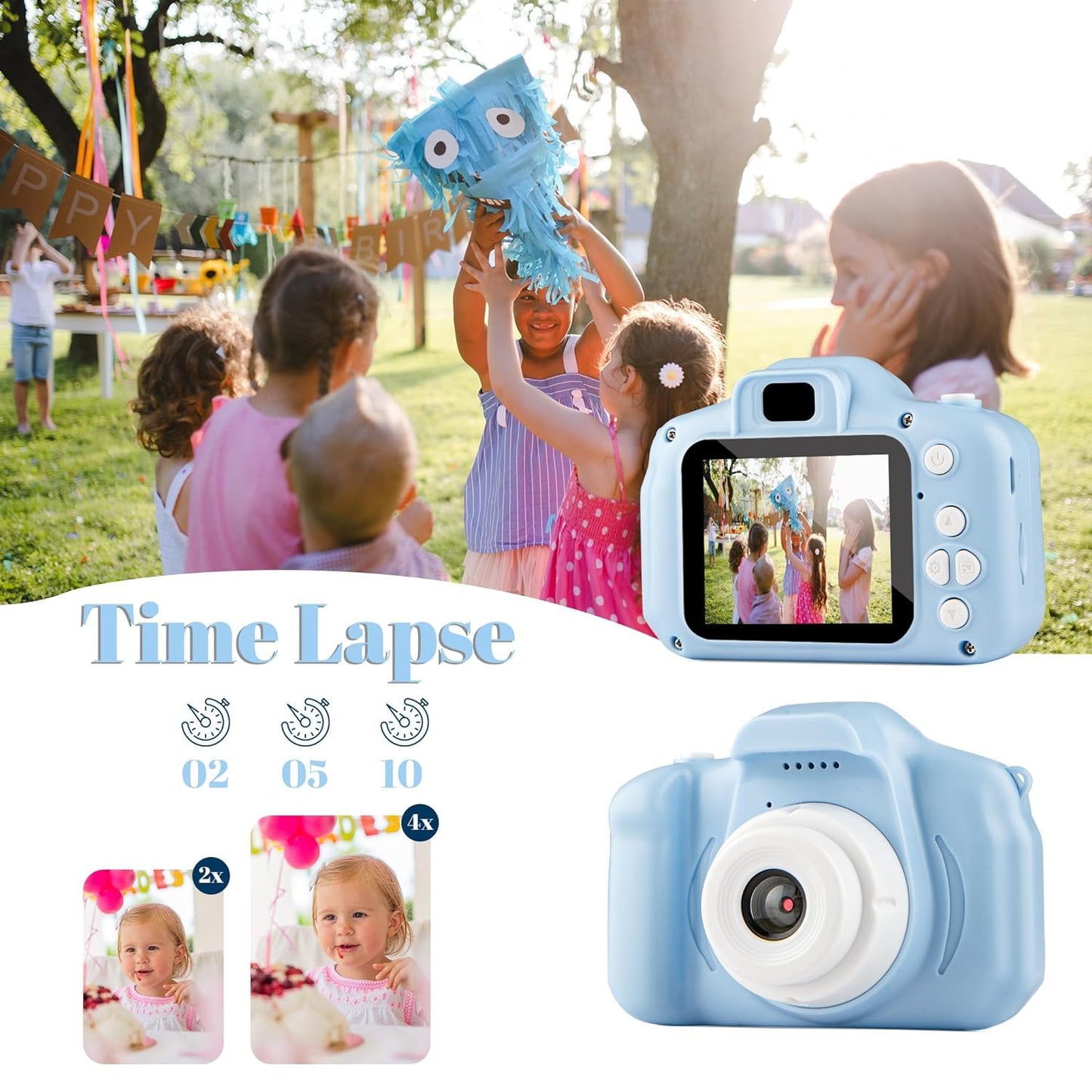 PLAYSKOUT Kids Camera for Girls Boys, 13MP 1080P HD Digital Video Camera and Photography for Age 3-10 Years Old Children, Christmas Birthday Festival Gift for Kids (Blue)