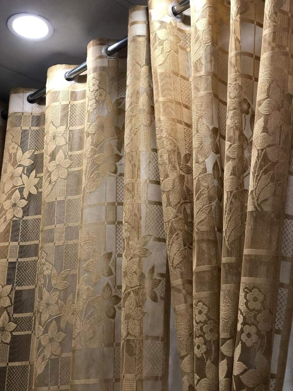 Fabrilia Heavy Polyester Net Semi Transparent Fancy Eyelet Curtain