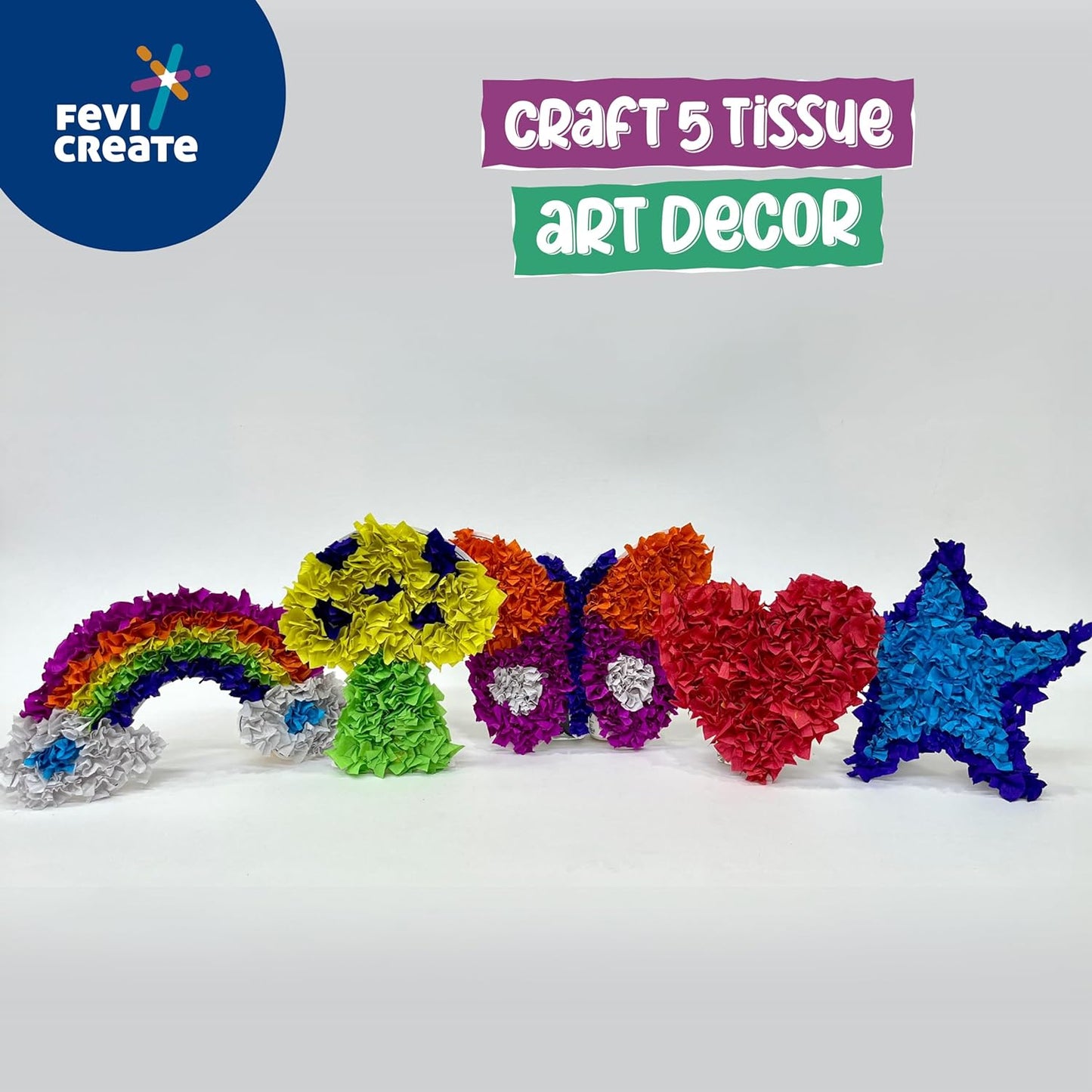 Fevicreate Tissue Art Kit, 5 Exciting Templates, Easy to Do for Kids 5+ Yrs, Art & Craft, Do It Yourself Kit