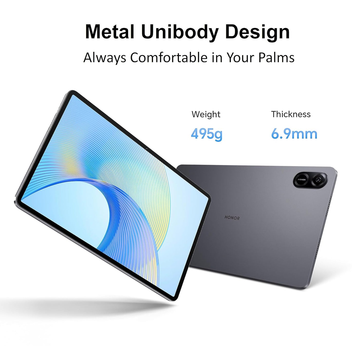 HONOR Pad X9 with Free Flip-Cover 11.5-inch (29.21 cm) 2K Display, Snapdragon 685, 7GB (4GB+3GB RAM Turbo), 128GB Storage, 6 Speakers, Up-to 13 Hours Battery, Android 13, WiFi Tablet, Metal Body, Gray