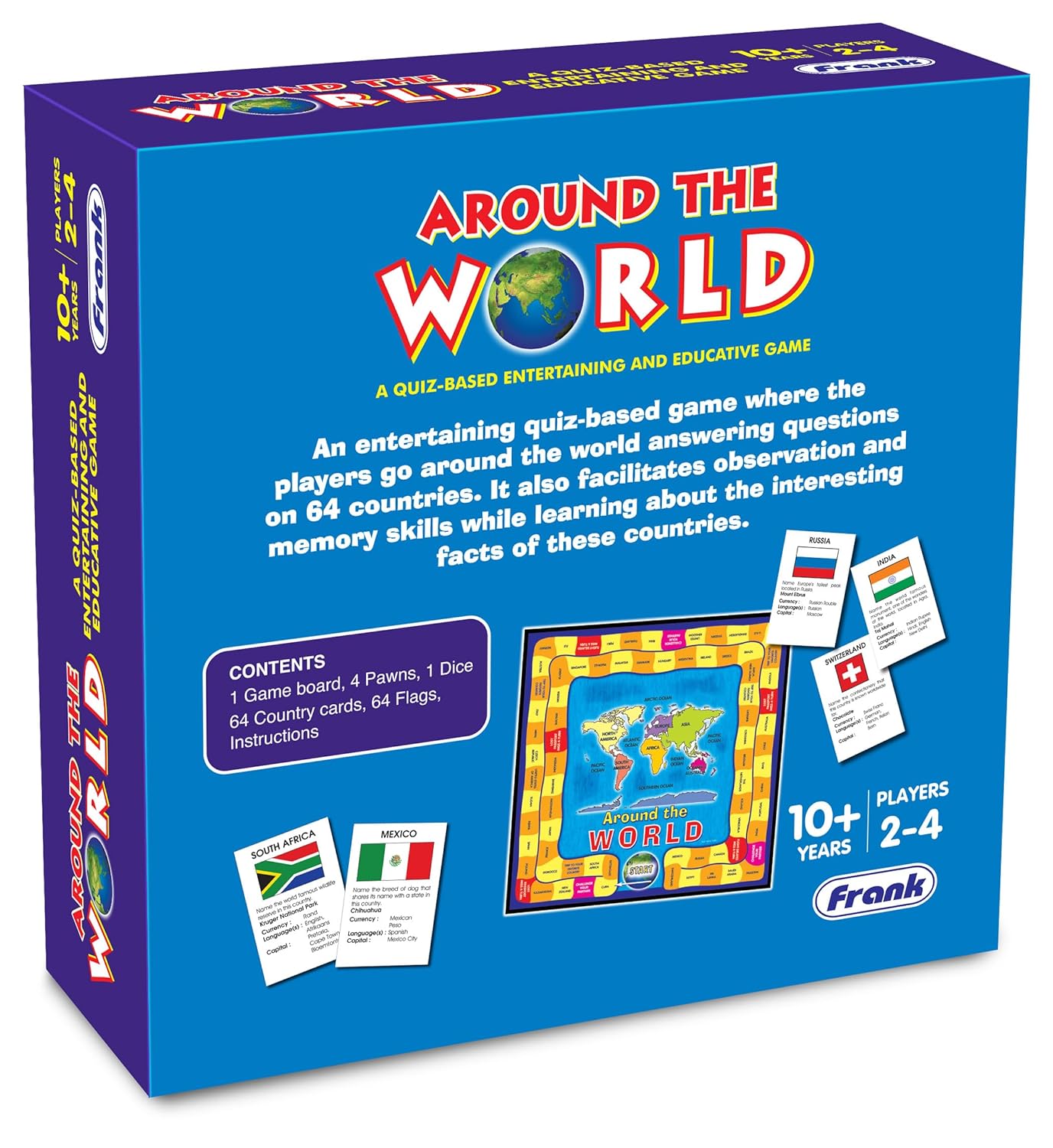 Frank Around The World Board Game for Kids above 10+ Years - Fun & Challenging Brain Booster Games | Educational Games for Focus and Memory