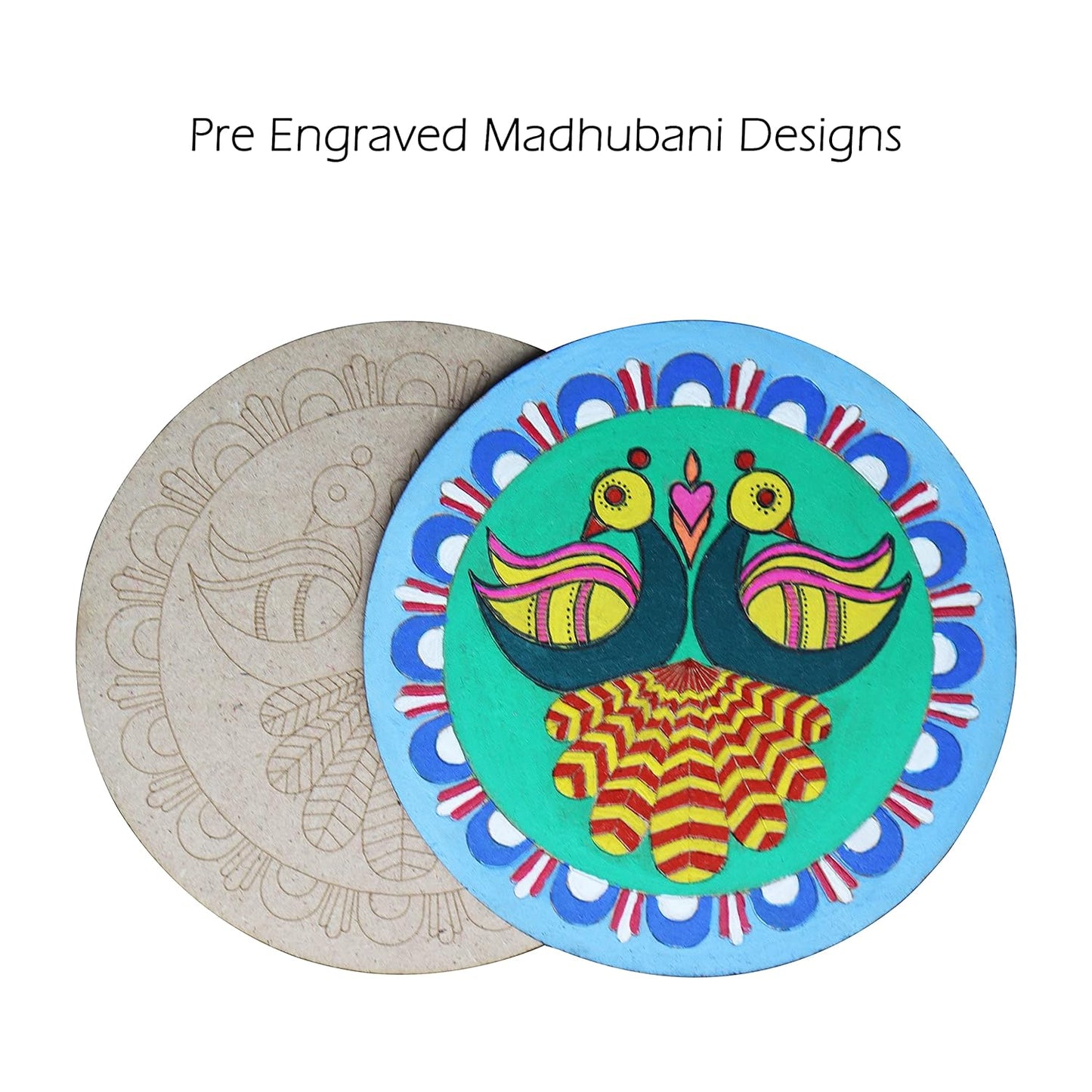 SOLOBOLO Madhubani Painting Kit Tea Coasters with Stand - Art and Craft kit for Girls 9-12, Coaster DIY Craft Kit, Painting kit for Kids 6-12, Gift for Children's (Multicolour Wood)