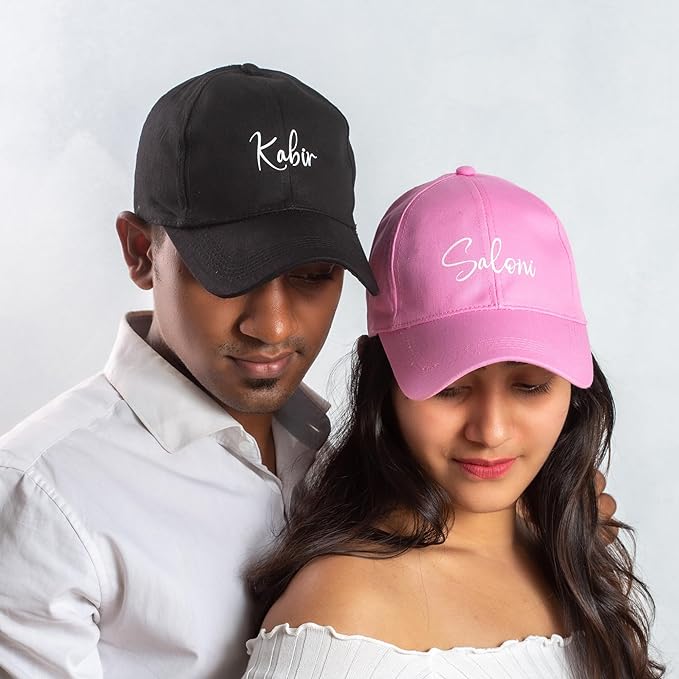 AICA Personalised Name Cotton Cap for Men & Women – Black, Free Size | Gifts for Men & Women