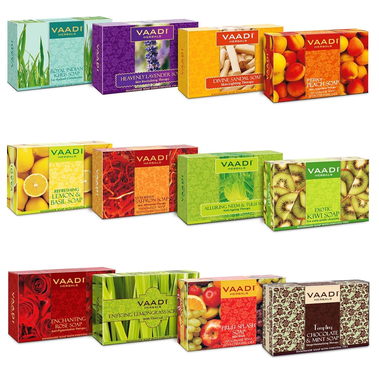 Vaadi Herbals Assorted Luxurious Handmade Herbal Soaps, 75g