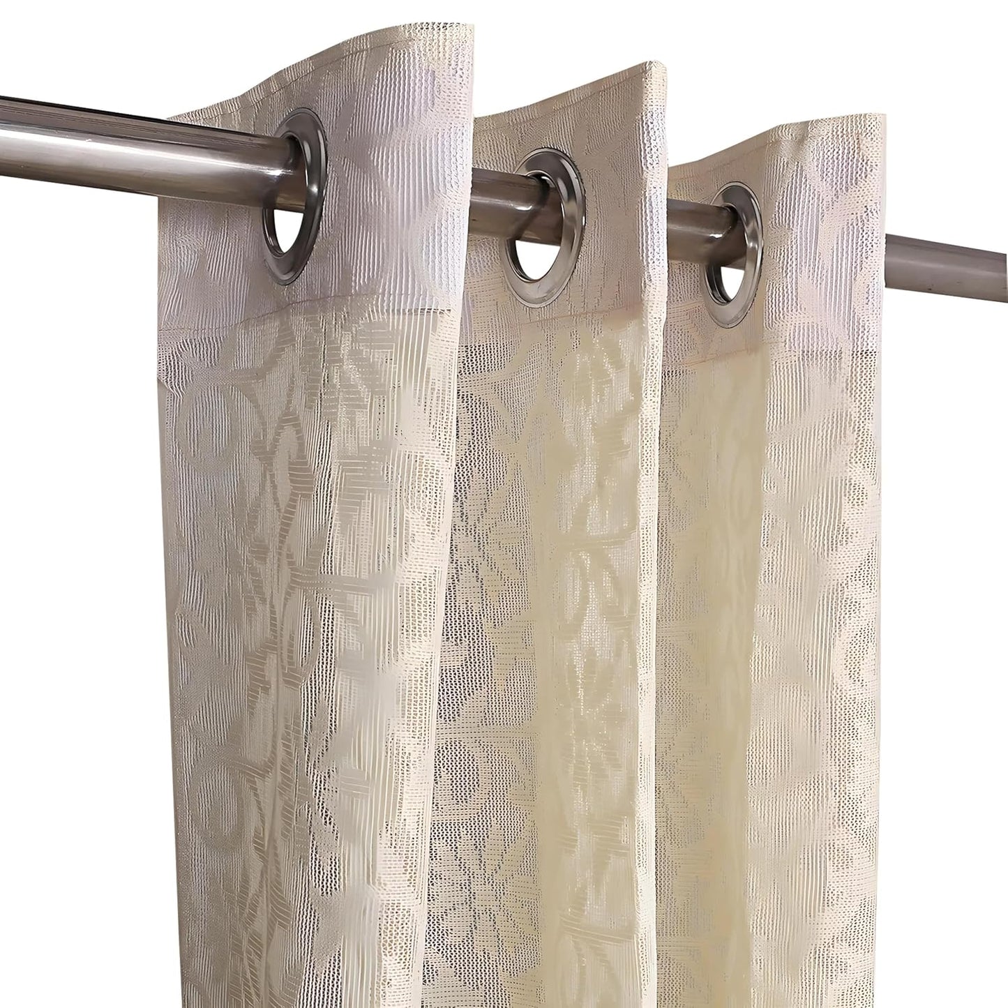 Kuber Industries Flower Design 2 Pieces Sheer Door Curtains 