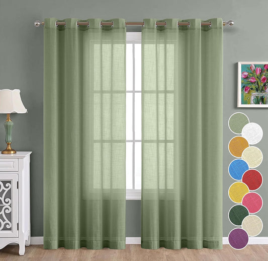 THE LINEN COMPANY Cotton Linen Sheer Solid Door Curtain