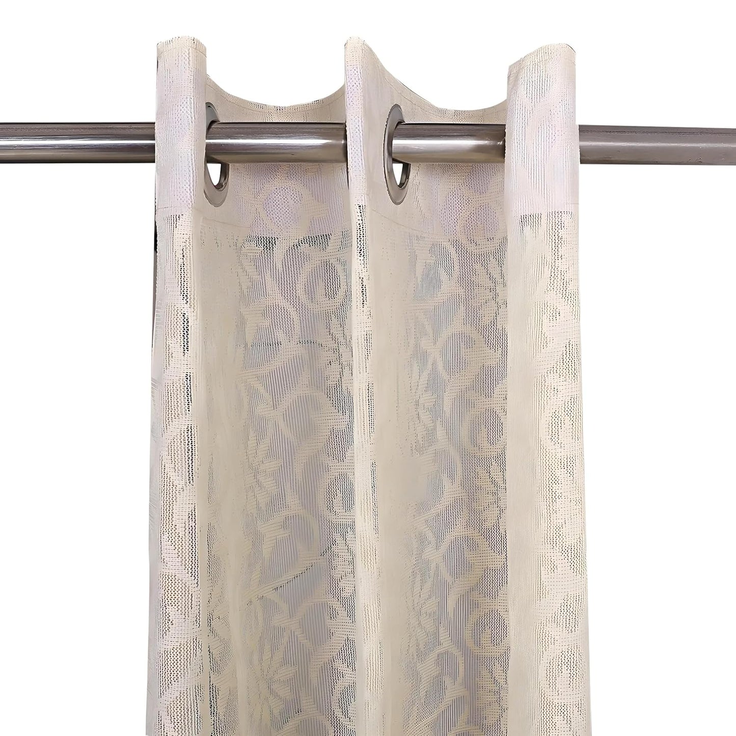 Kuber Industries Flower Design 2 Pieces Sheer Door Curtains 