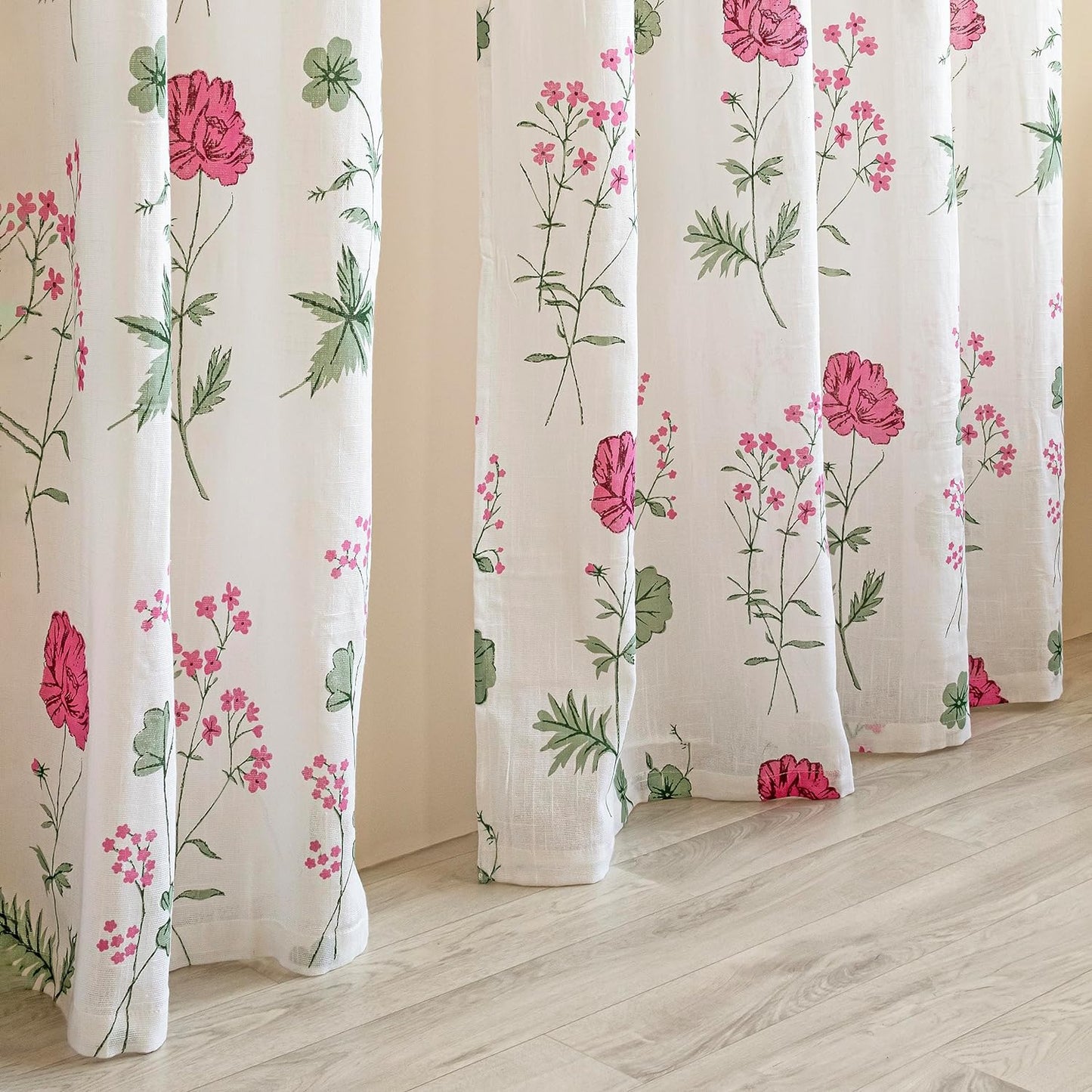 HOMEMONDE Sheer Printed Rod Pocket Curtains