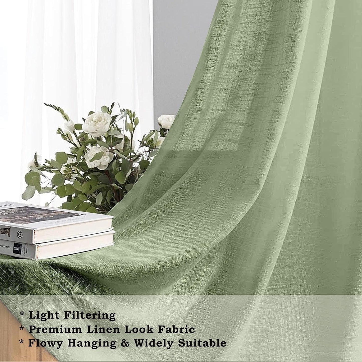 THE LINEN COMPANY Cotton Linen Sheer Solid Door Curtain