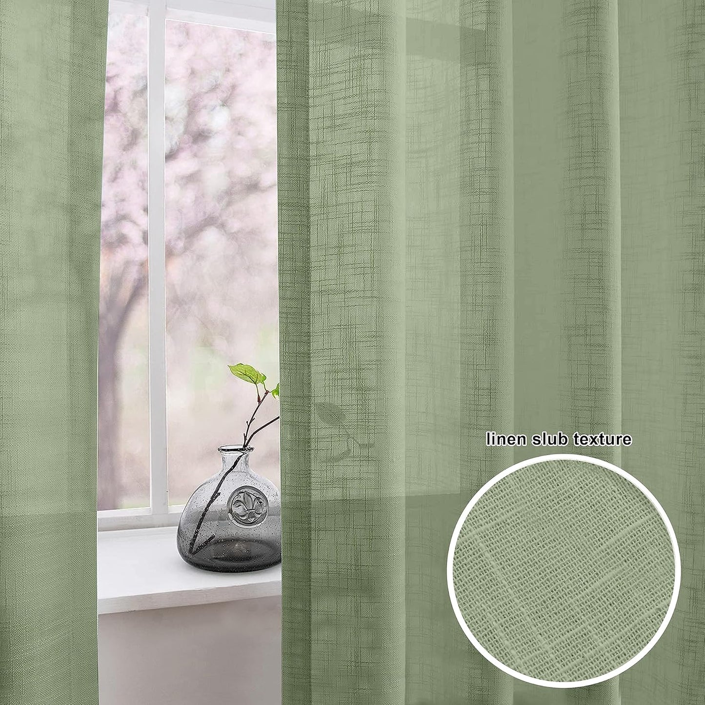 THE LINEN COMPANY Cotton Linen Sheer Solid Door Curtain