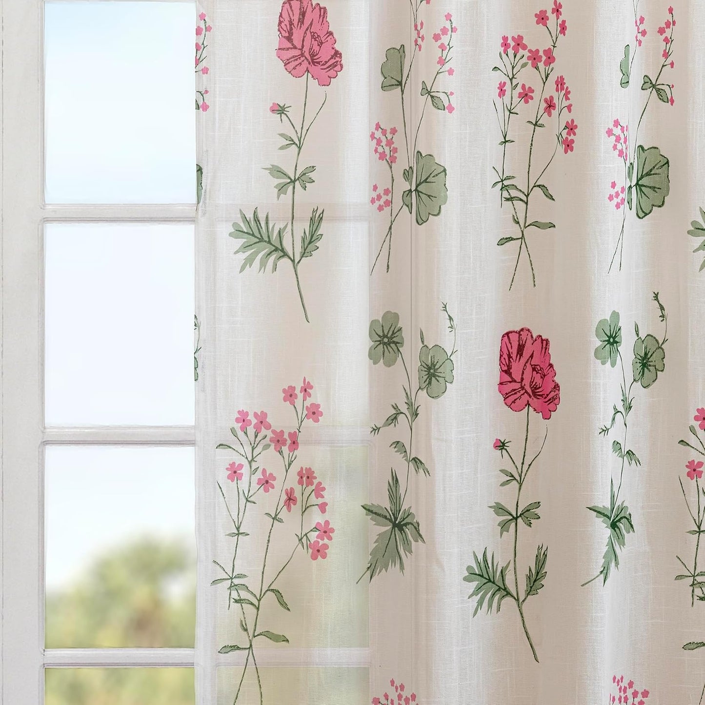 HOMEMONDE Sheer Printed Rod Pocket Curtains