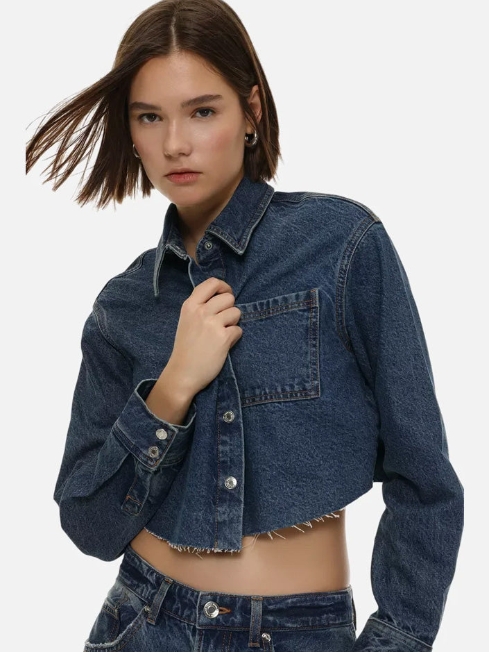 Cropped denim shirt