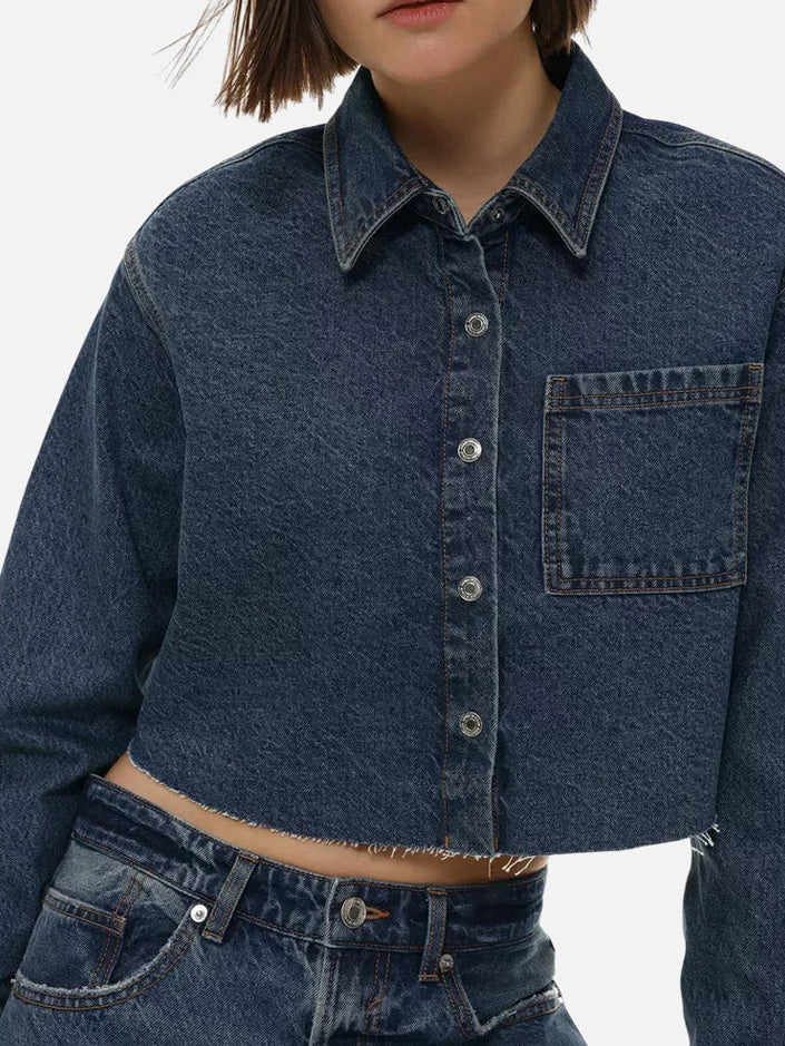 Cropped denim shirt