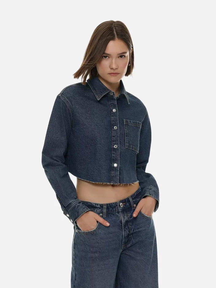 Cropped denim shirt