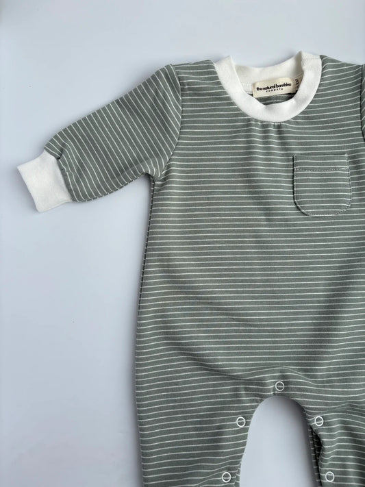 Organic Cotton Striped Footless Sleepsuit