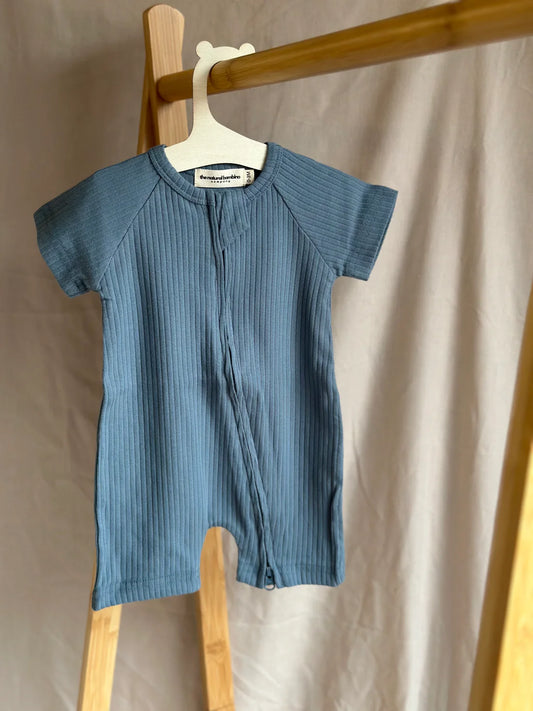 Organic Cotton Ribbed Zip Romper