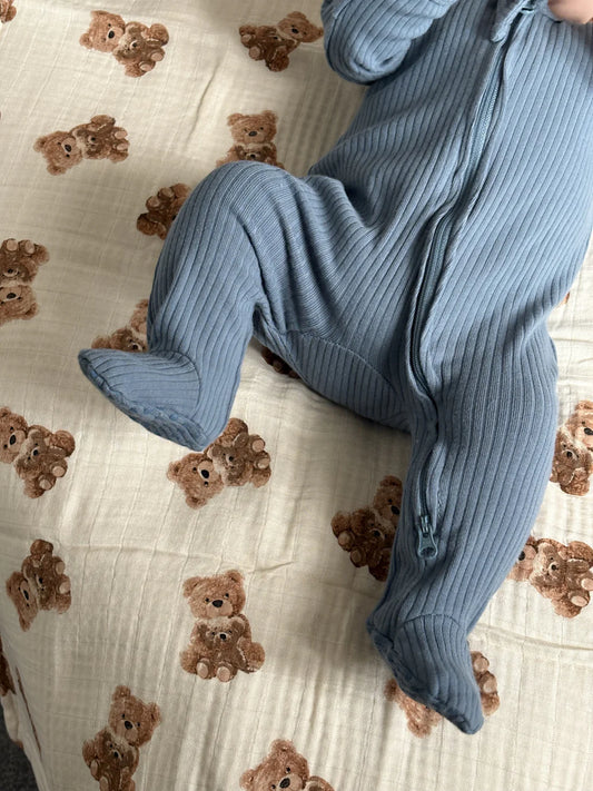 Organic Cotton Ribbed Zip Sleepsuit