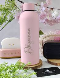 Personalised Cool Insulated Bottle 500 Ml Name Engraved - Baby Pink
