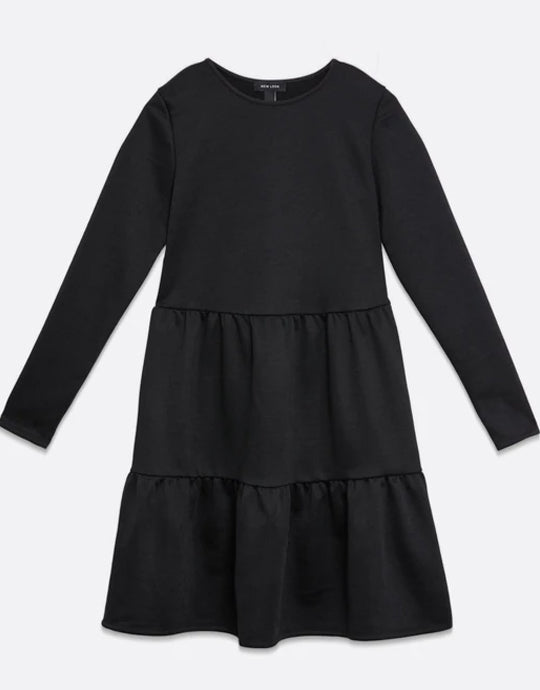 Black Tiered Smock Mini Dress