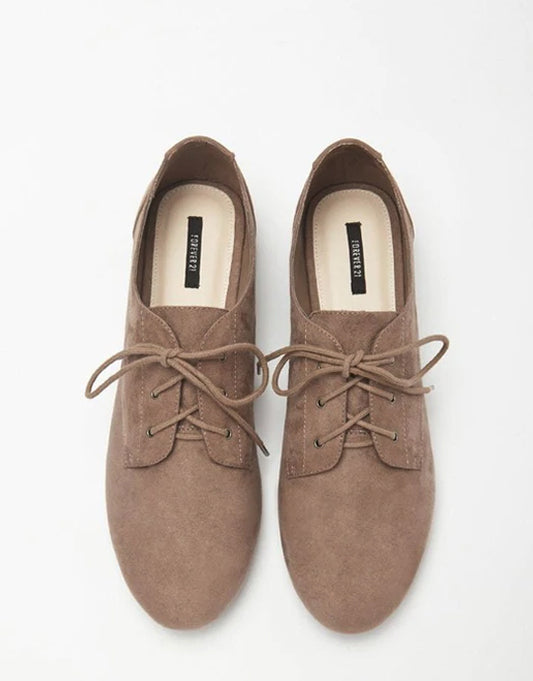 Faux Suede Oxfords Brown