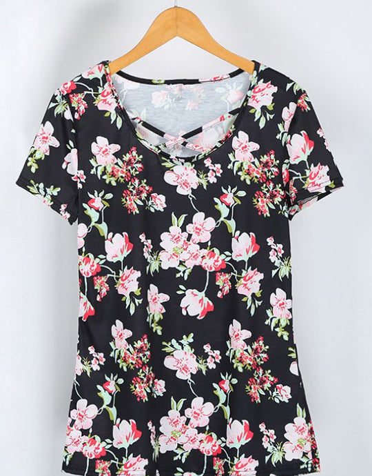 Blue Ditsy Floral High Neck Mini